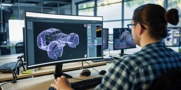 Step-by-step 3D visualization: from scene preparation to final render.